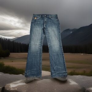 US Polo Assn Bootcut Jeans Mens 36x32 Measure 36x32.5 Blue Cotton Distress Denim